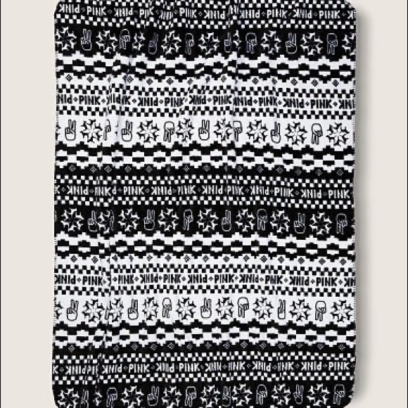 Victoria's Secret PINK Sherpa Blanket Black/White - Picture 2 of 3